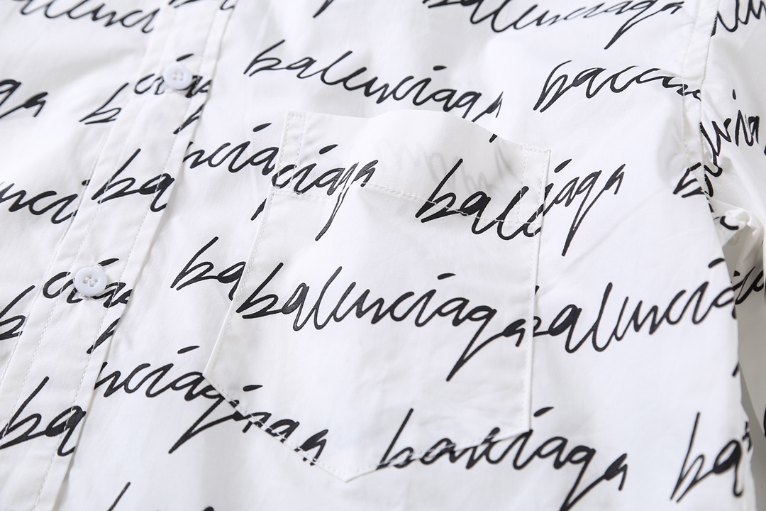 BALENCIAGA バレンシアガ 草写签名弹幕长袖衬衫 通勤 白色 - 画像 8