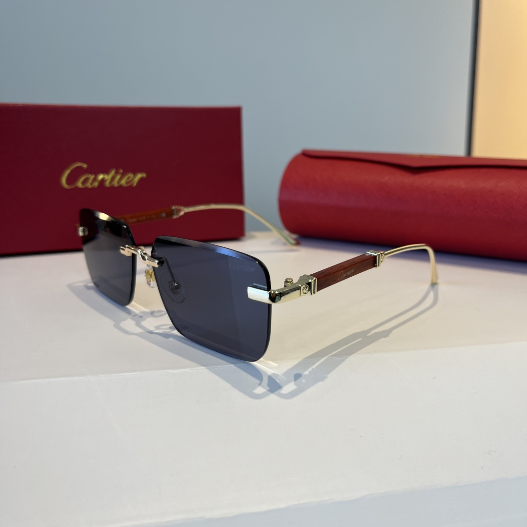 CARTIE カルティエ 金属フレームサングラス 軽量 ブラック - 画像 2