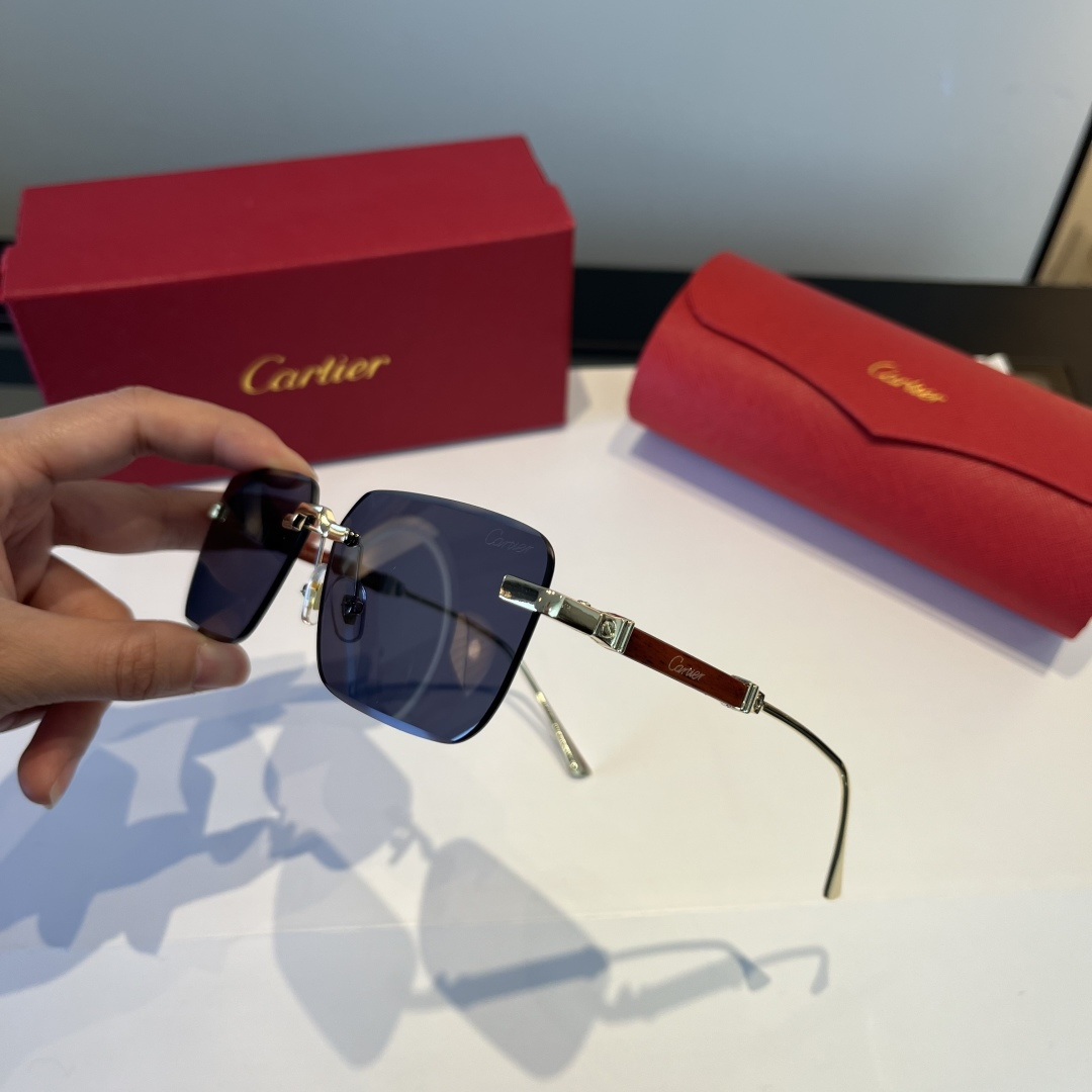 CARTIE カルティエ 金属フレームサングラス 軽量 ブラック - 画像 3