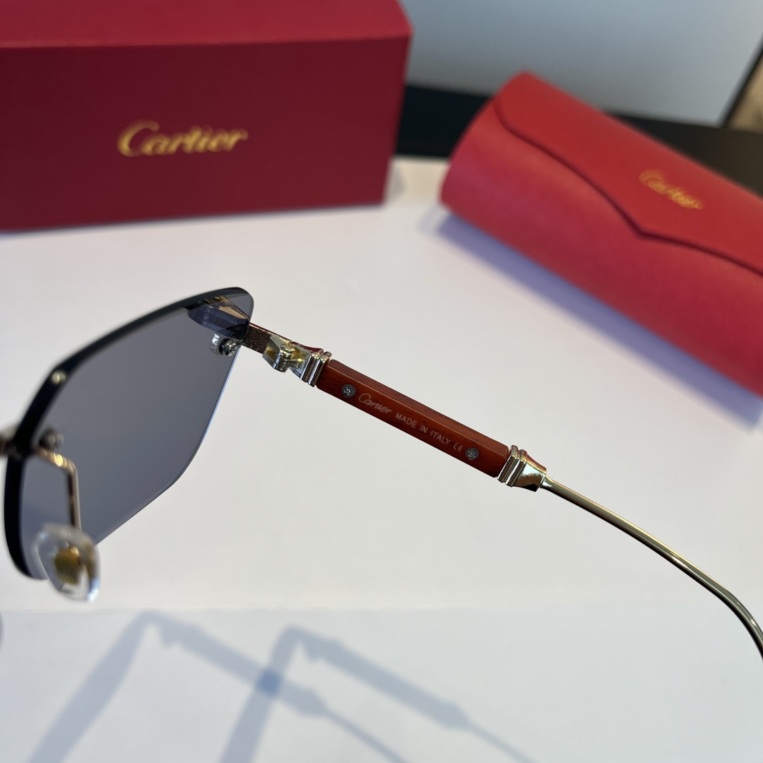 CARTIE カルティエ 金属フレームサングラス 軽量 ブラック - 画像 4