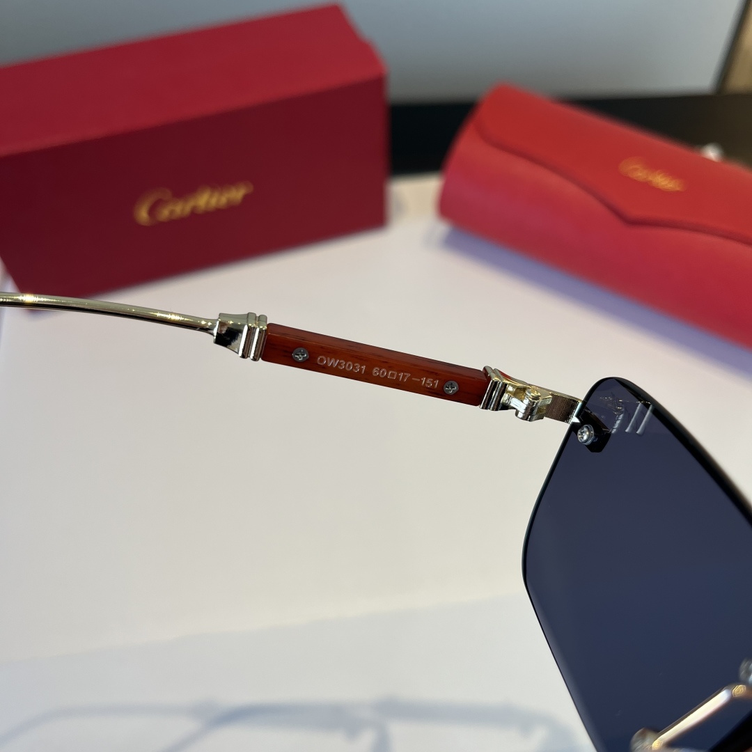 CARTIE カルティエ 金属フレームサングラス 軽量 ブラック - 画像 5