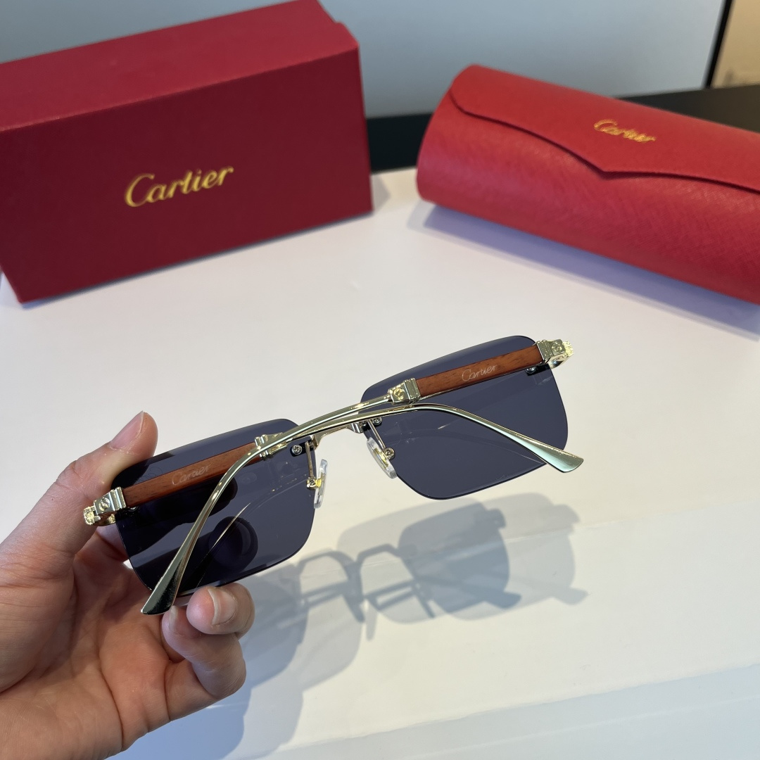 CARTIE カルティエ 金属フレームサングラス 軽量 ブラック - 画像 6
