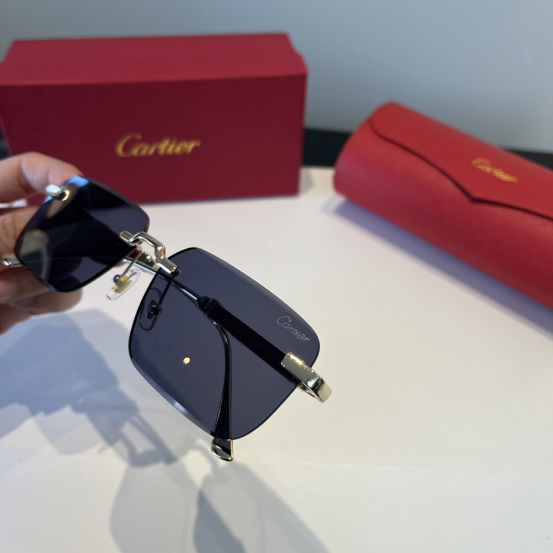 CARTIE カルティエ 金属フレームサングラス 軽量 ブラック - 画像 7