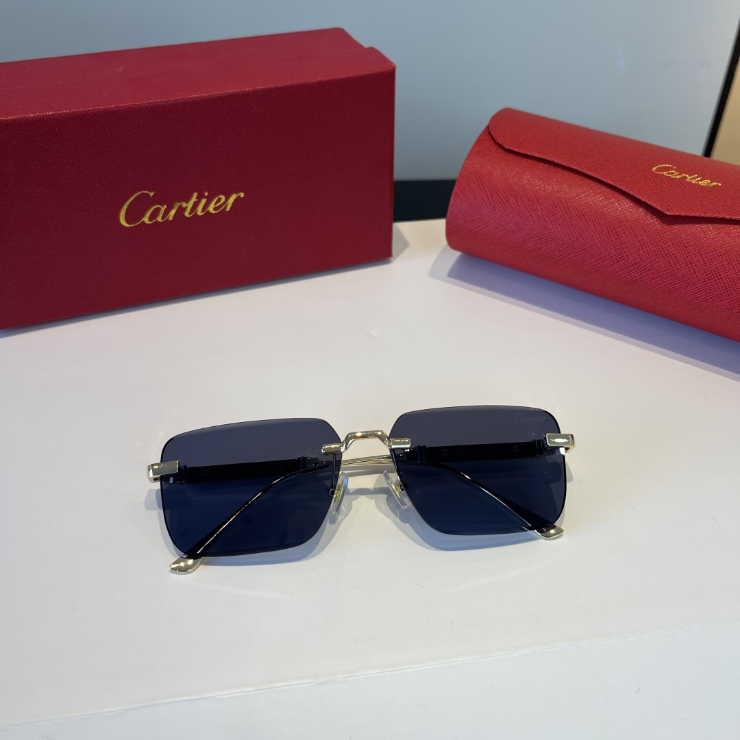 CARTIE カルティエ 金属フレームサングラス 軽量 ブラック - 画像 8