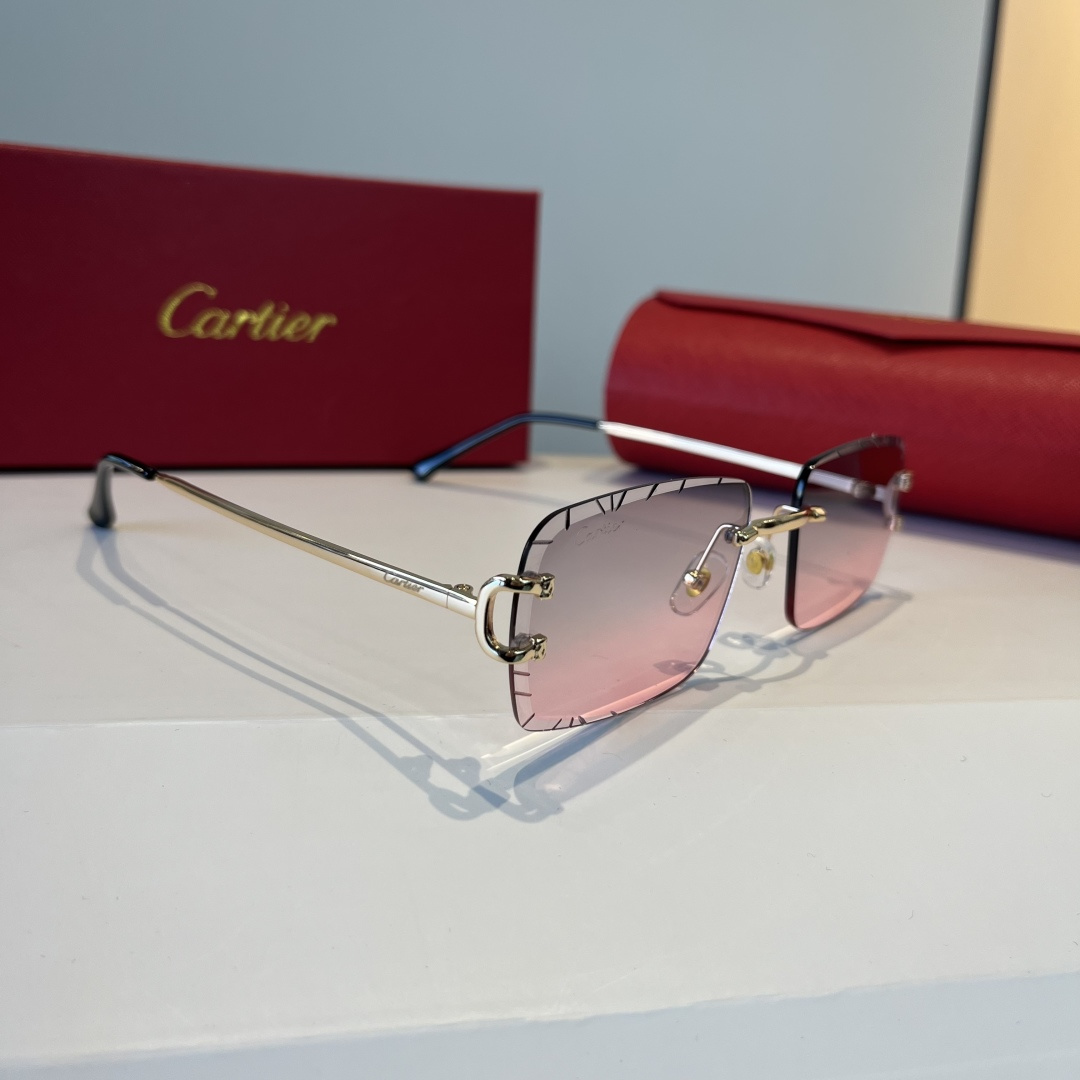 CARTIE カルティエ メタルサングラス 金属フレーム 両面加工 ピンク グラデーション 金色 全1色 - 画像 2