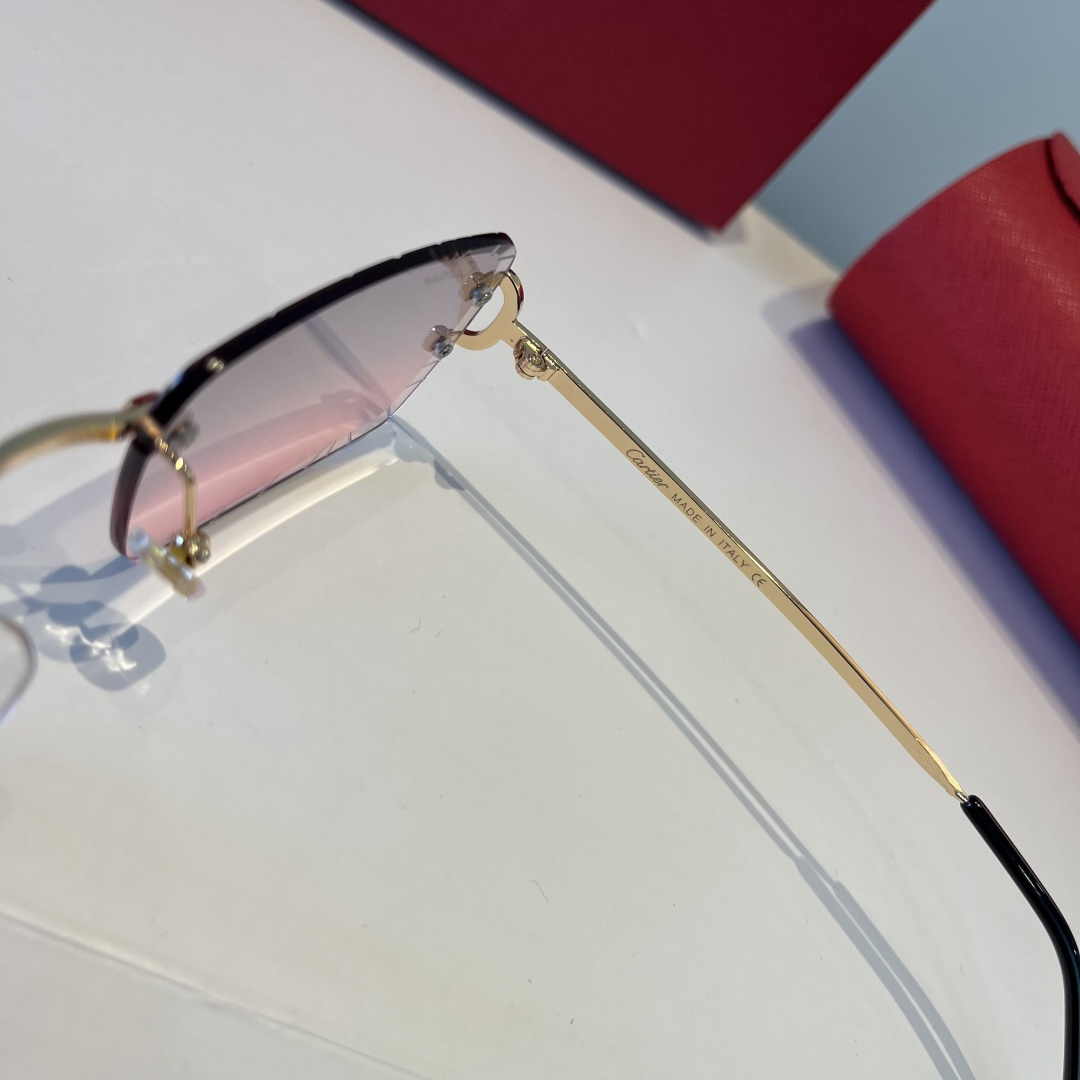 CARTIE カルティエ メタルサングラス 金属フレーム 両面加工 ピンク グラデーション 金色 全1色 - 画像 4
