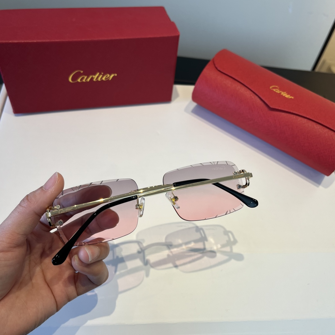 CARTIE カルティエ メタルサングラス 金属フレーム 両面加工 ピンク グラデーション 金色 全1色 - 画像 6