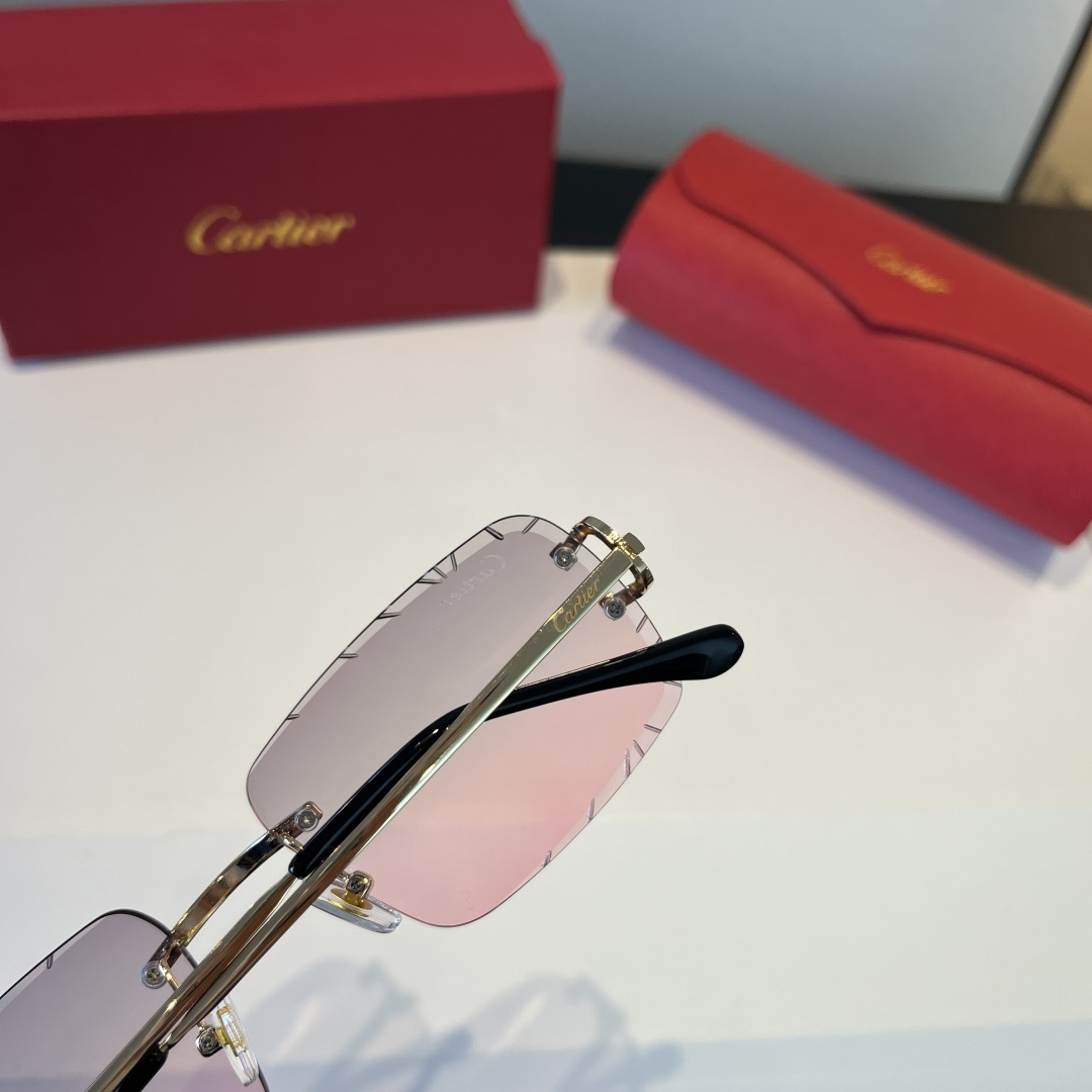 CARTIE カルティエ メタルサングラス 金属フレーム 両面加工 ピンク グラデーション 金色 全1色 - 画像 7