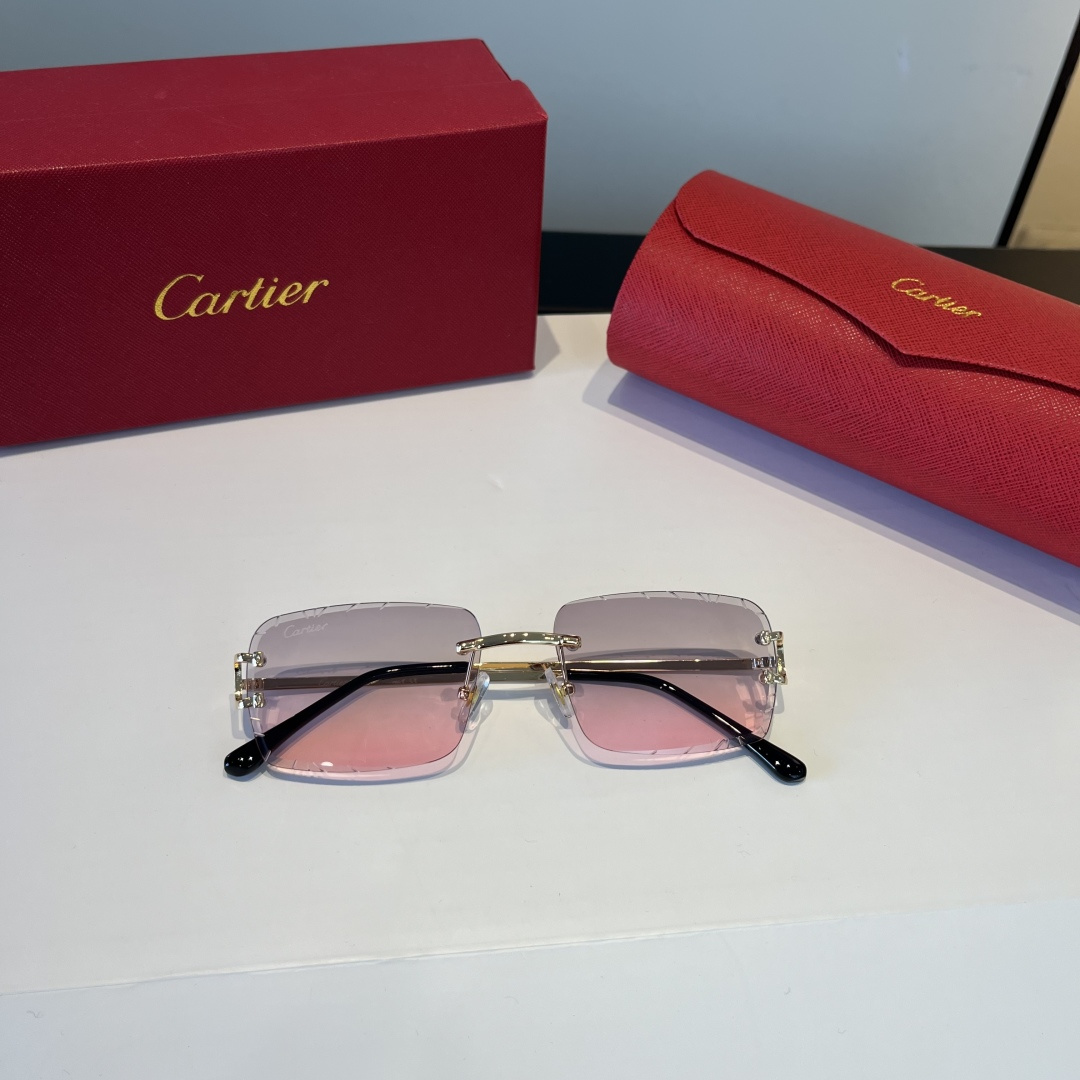 CARTIE カルティエ メタルサングラス 金属フレーム 両面加工 ピンク グラデーション 金色 全1色 - 画像 9