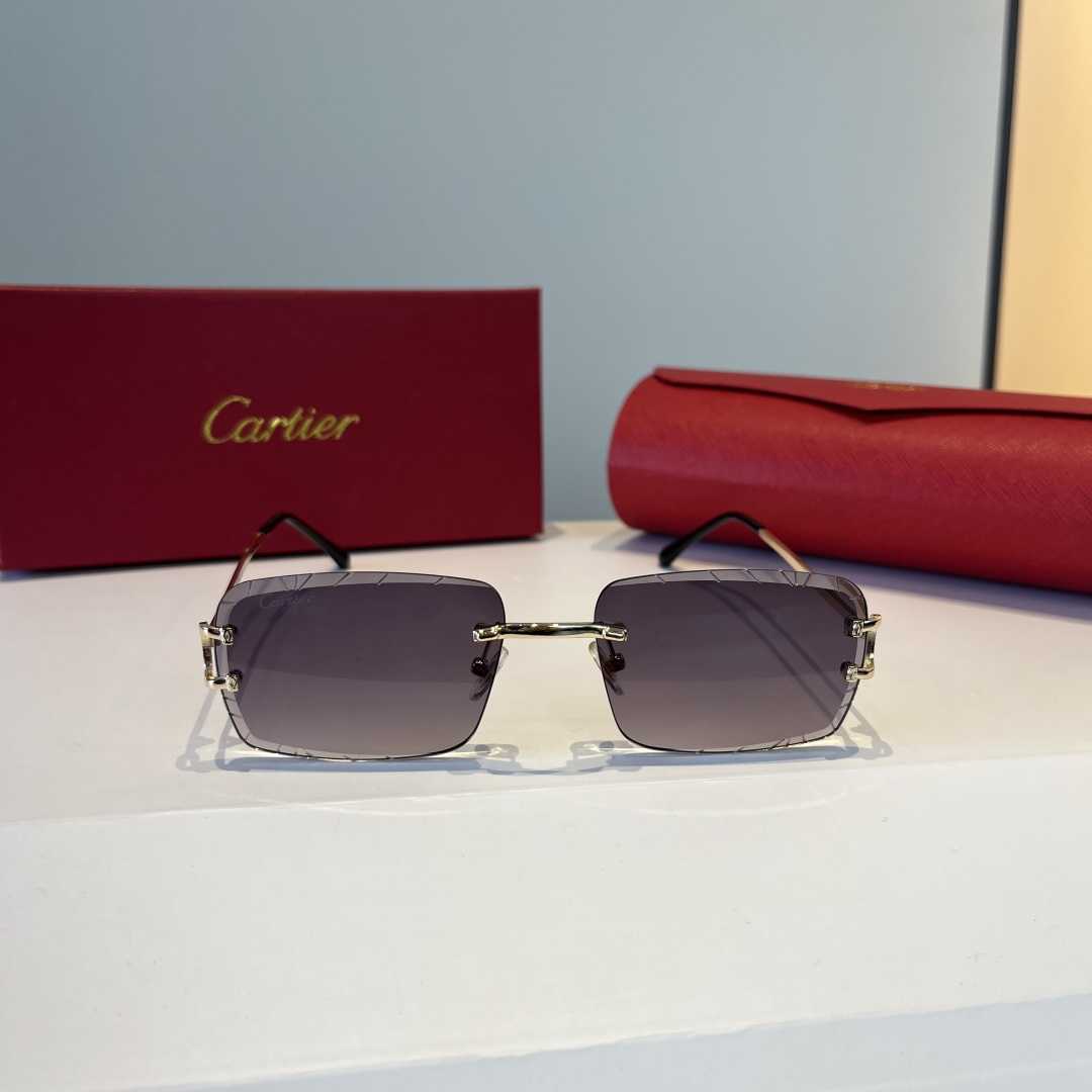 CARTIE カルティエ サングラス フレームレス 軽量 メタル ブラック 31333 - 画像 2