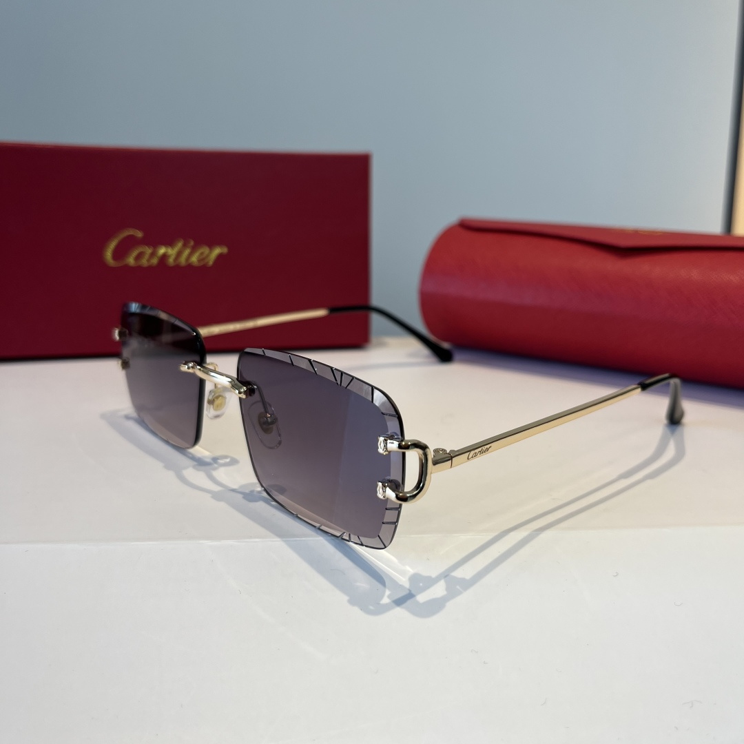 CARTIE カルティエ サングラス フレームレス 軽量 メタル ブラック 31333 - 画像 3