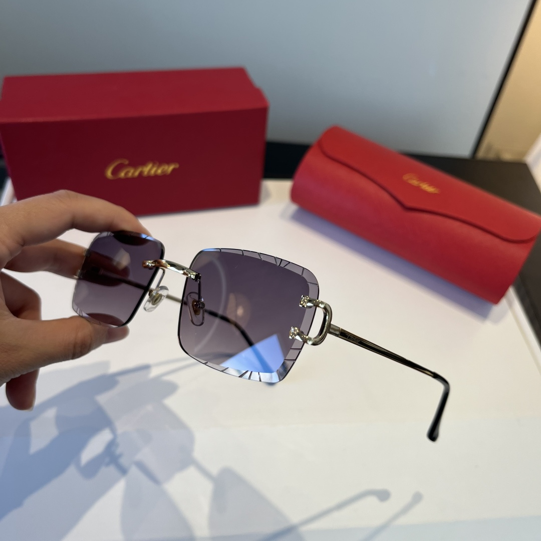 CARTIE カルティエ サングラス フレームレス 軽量 メタル ブラック 31333 - 画像 5