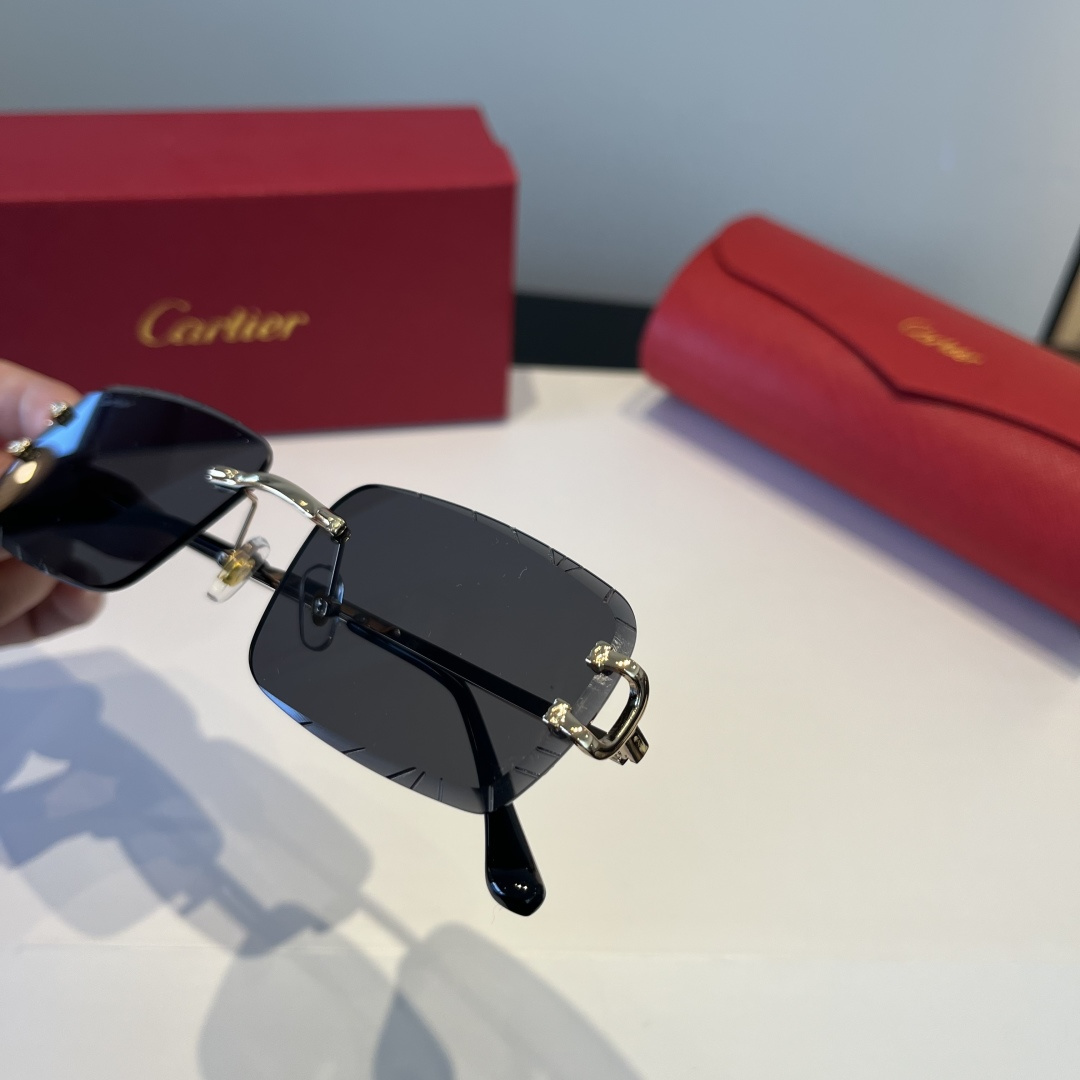 Cartier カルティエ 无框太阳眼镜 超轻 金属 高级感 全4色 - 画像 5