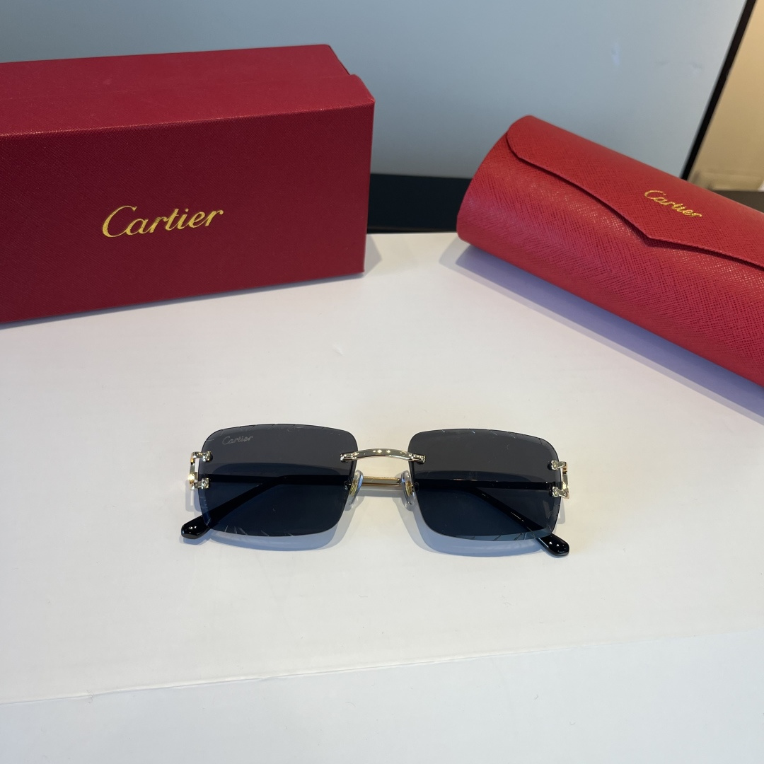 Cartier カルティエ 无框太阳眼镜 超轻 金属 高级感 全4色 - 画像 6