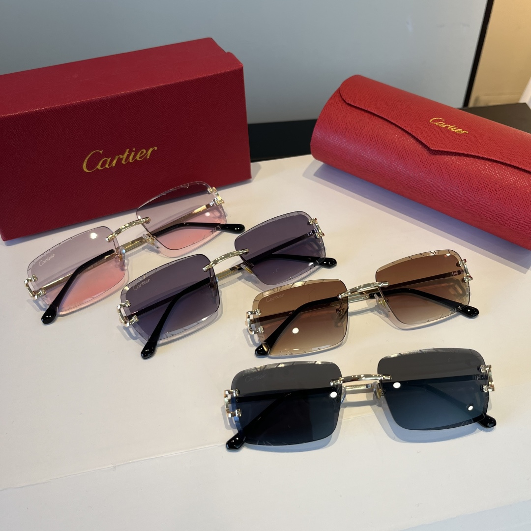Cartier カルティエ 无框太阳眼镜 超轻 金属 高级感 全4色 - 画像 7