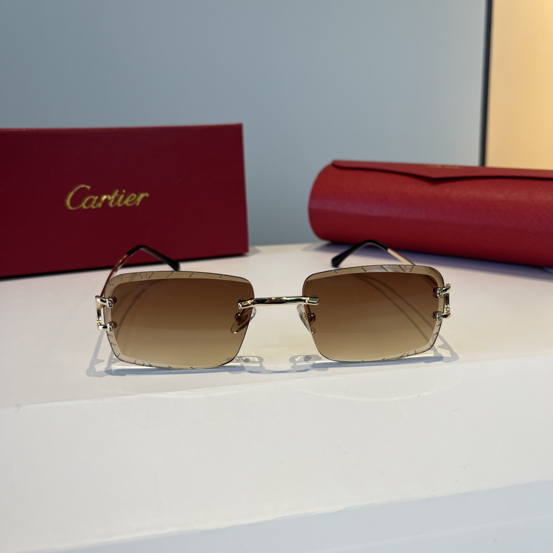 CARTIER カルティエ サングラス メタルフレーム 丸みカット オーバル 4色展開 ブラック ピンク レッド ブルー - 画像 2