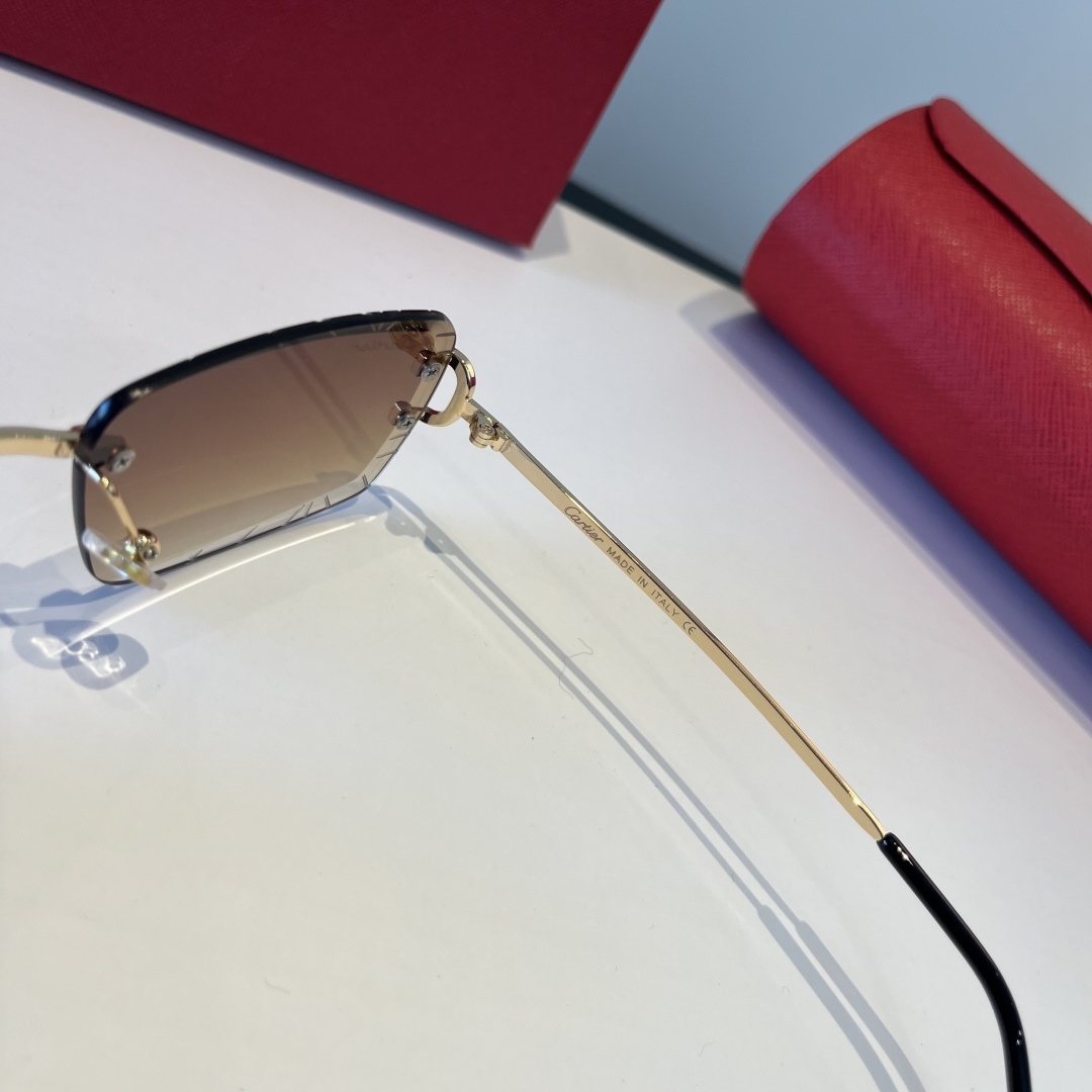 CARTIER カルティエ サングラス メタルフレーム 丸みカット オーバル 4色展開 ブラック ピンク レッド ブルー - 画像 4