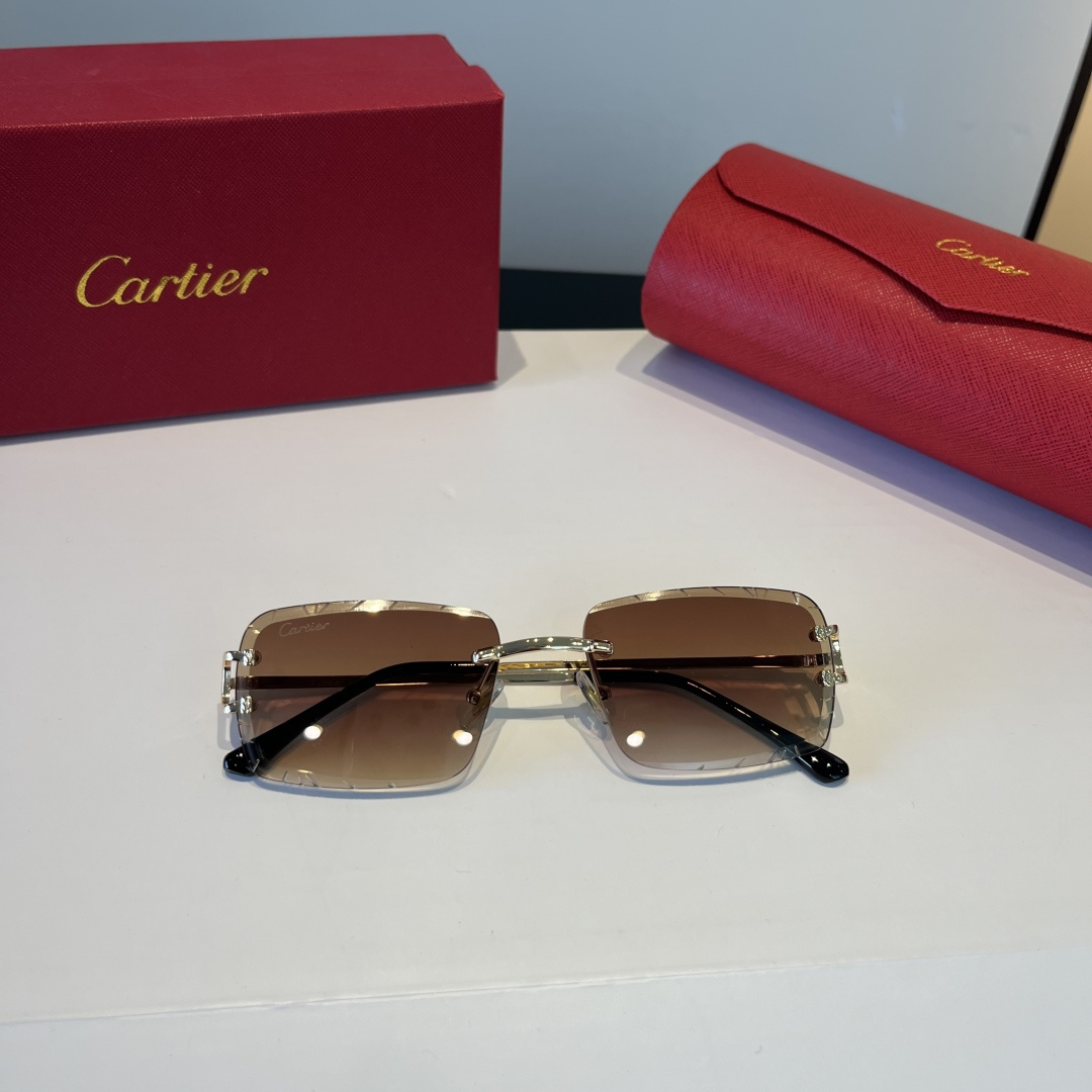 CARTIER カルティエ サングラス メタルフレーム 丸みカット オーバル 4色展開 ブラック ピンク レッド ブルー - 画像 7