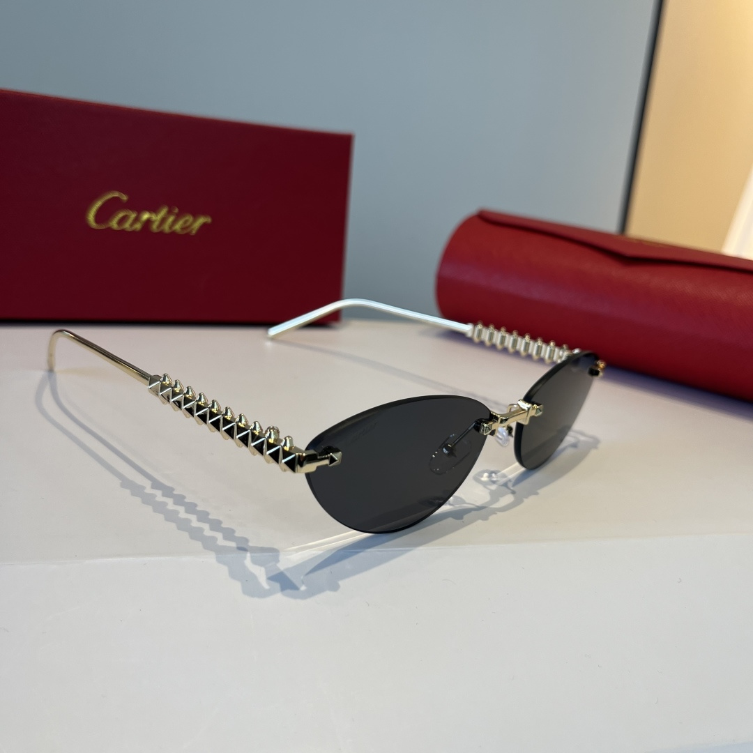 CARTIE カルティエ サングラス 金属フレーム プチサングラス メンズ レディース ブラック レッド ブラウン トーン 3カラー展開