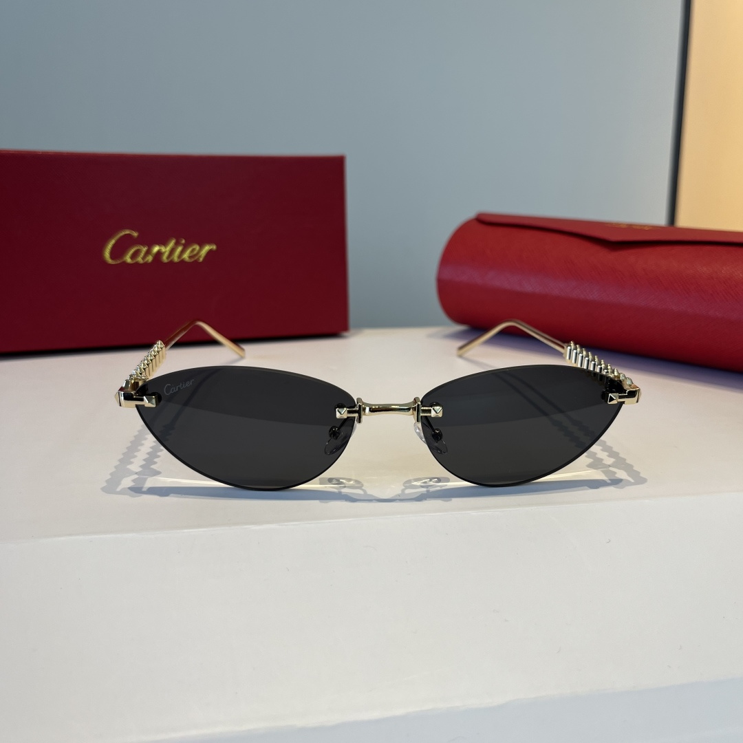 CARTIE カルティエ サングラス 金属フレーム プチサングラス メンズ レディース ブラック レッド ブラウン トーン 3カラー展開 - 画像 2