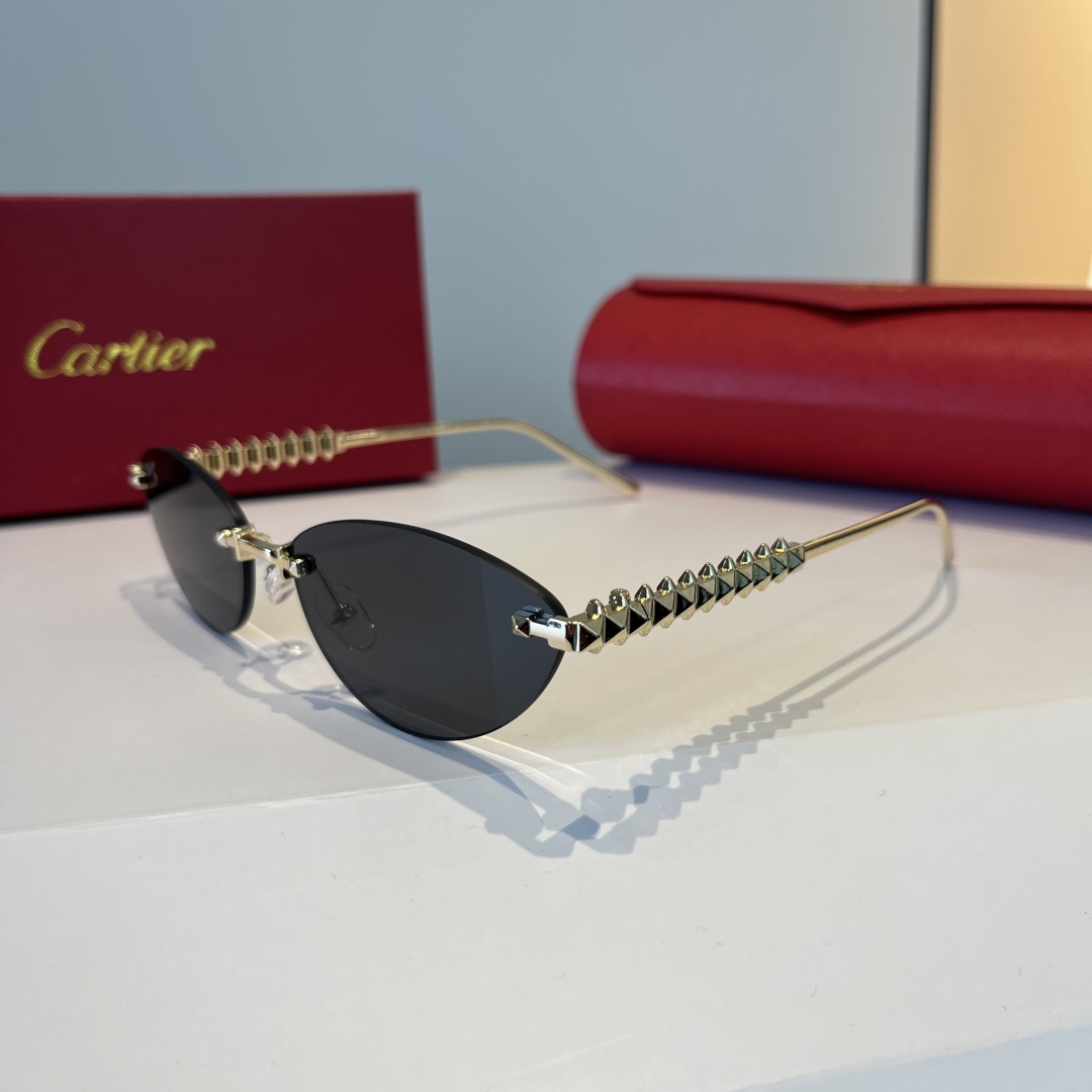 CARTIE カルティエ サングラス 金属フレーム プチサングラス メンズ レディース ブラック レッド ブラウン トーン 3カラー展開 - 画像 3