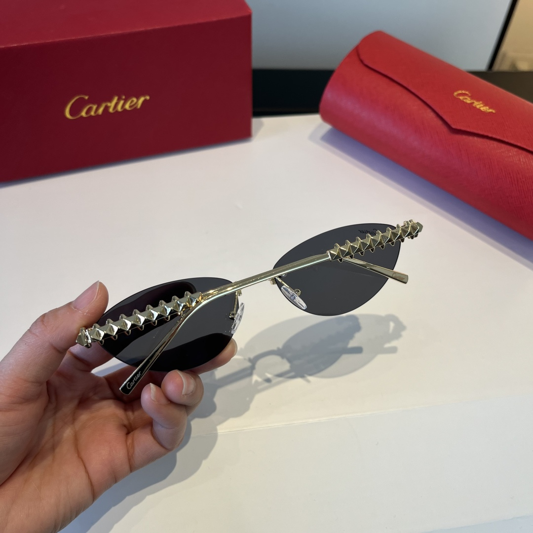 CARTIE カルティエ サングラス 金属フレーム プチサングラス メンズ レディース ブラック レッド ブラウン トーン 3カラー展開 - 画像 4