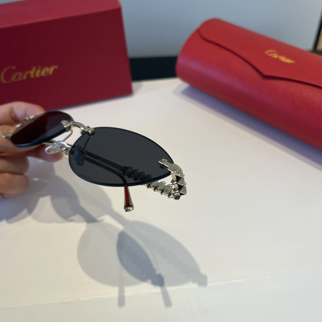 CARTIE カルティエ サングラス 金属フレーム プチサングラス メンズ レディース ブラック レッド ブラウン トーン 3カラー展開 - 画像 5