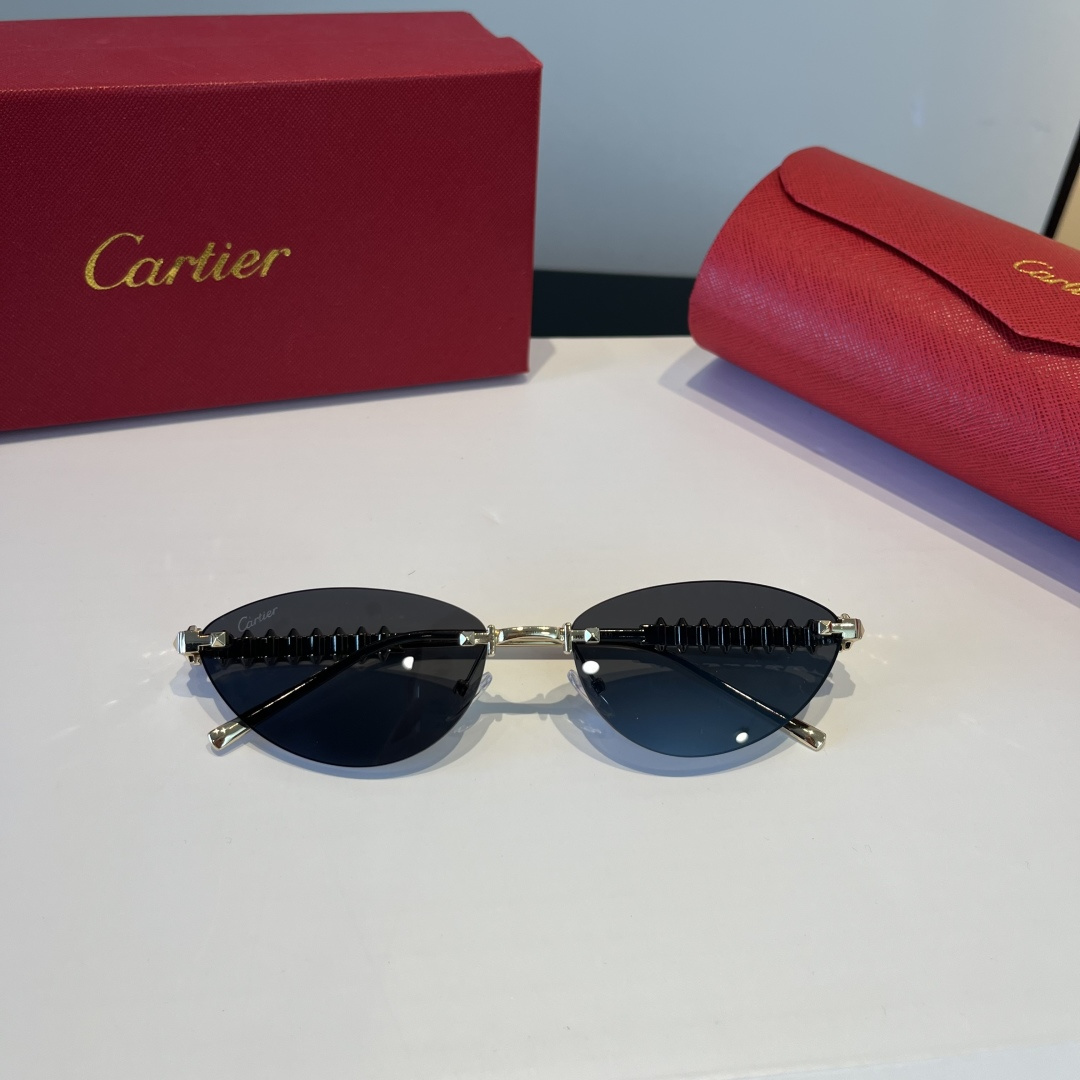 CARTIE カルティエ サングラス 金属フレーム プチサングラス メンズ レディース ブラック レッド ブラウン トーン 3カラー展開 - 画像 6