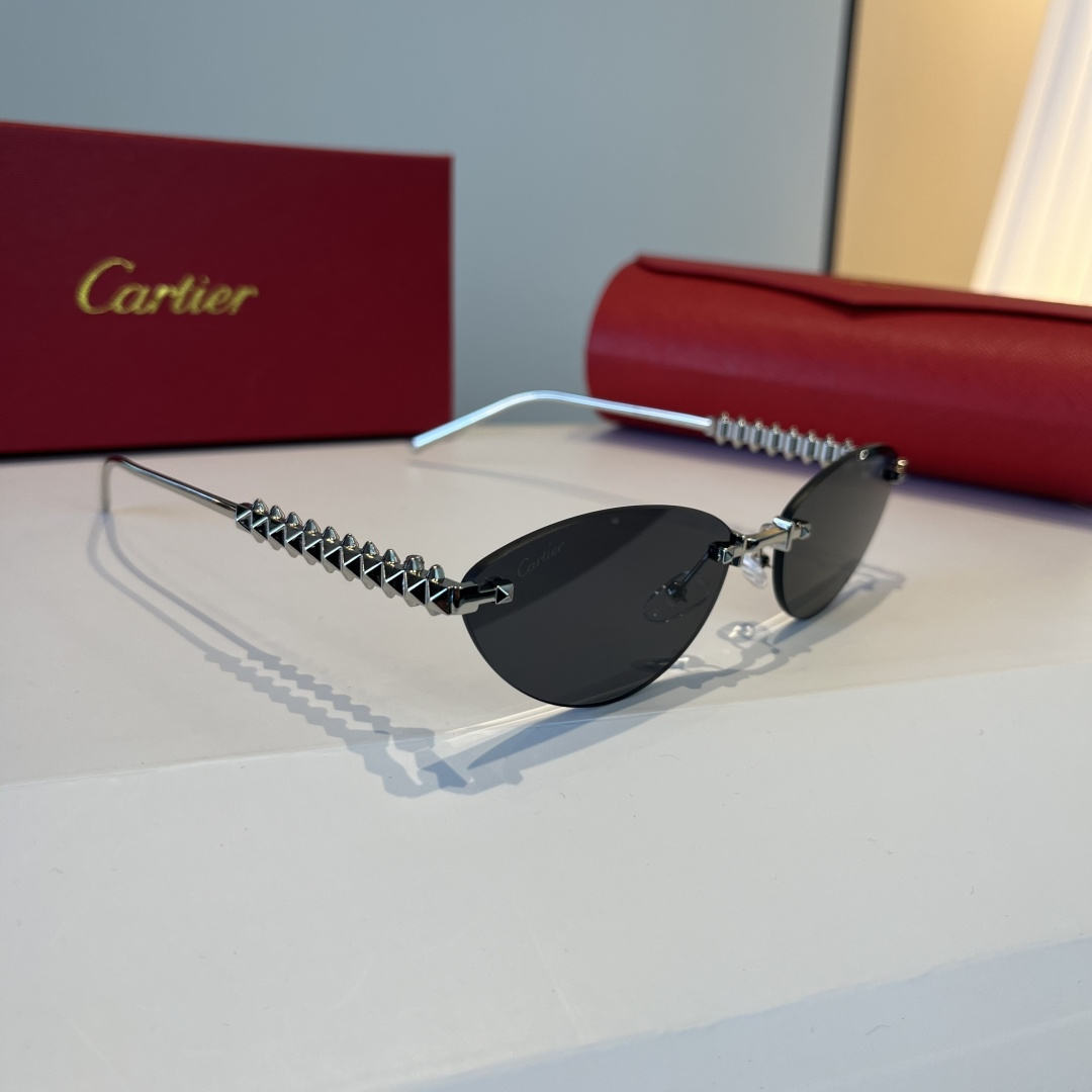 CARTIE カルティエ サングラス 金属フレーム フレームレス 軽量 紫外線カット メンズ レディース ブラック ブラウン ネイビー レッド 多色展開