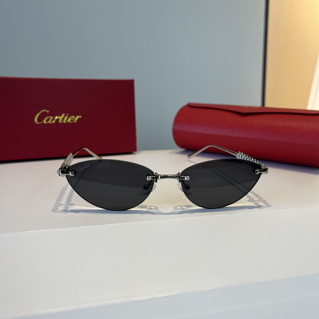 CARTIE カルティエ サングラス 金属フレーム フレームレス 軽量 紫外線カット メンズ レディース ブラック ブラウン ネイビー レッド 多色展開 - 画像 2