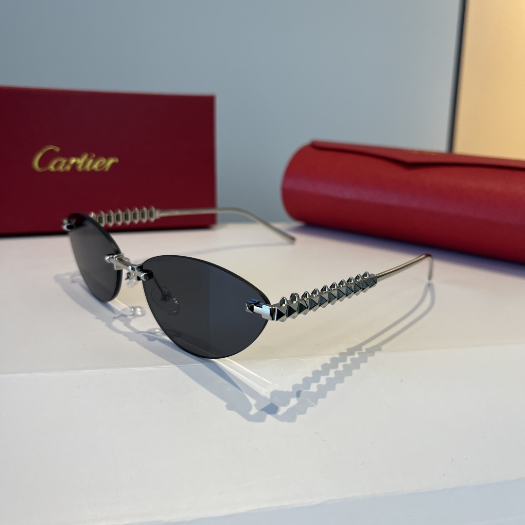 CARTIE カルティエ サングラス 金属フレーム フレームレス 軽量 紫外線カット メンズ レディース ブラック ブラウン ネイビー レッド 多色展開 - 画像 3