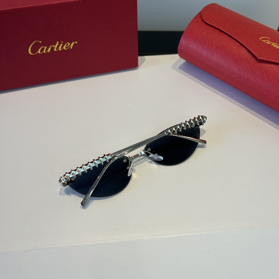CARTIE カルティエ サングラス 金属フレーム フレームレス 軽量 紫外線カット メンズ レディース ブラック ブラウン ネイビー レッド 多色展開 - 画像 5