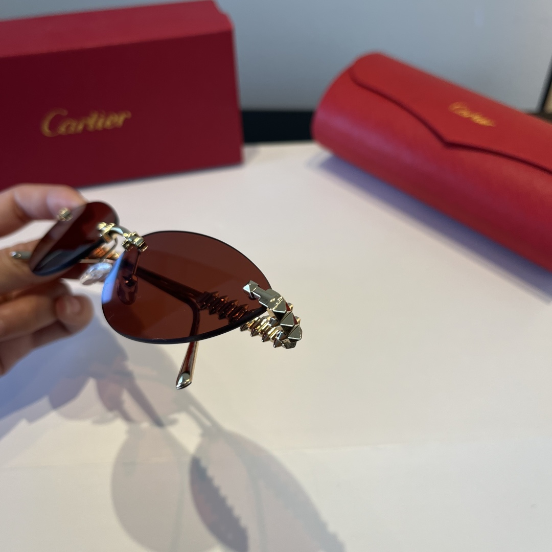 CARTIER カルティエ メンズ サングラス フレームレス レディース 軽量 通勤 ブラック ブラウン 多色展開 - 画像 5