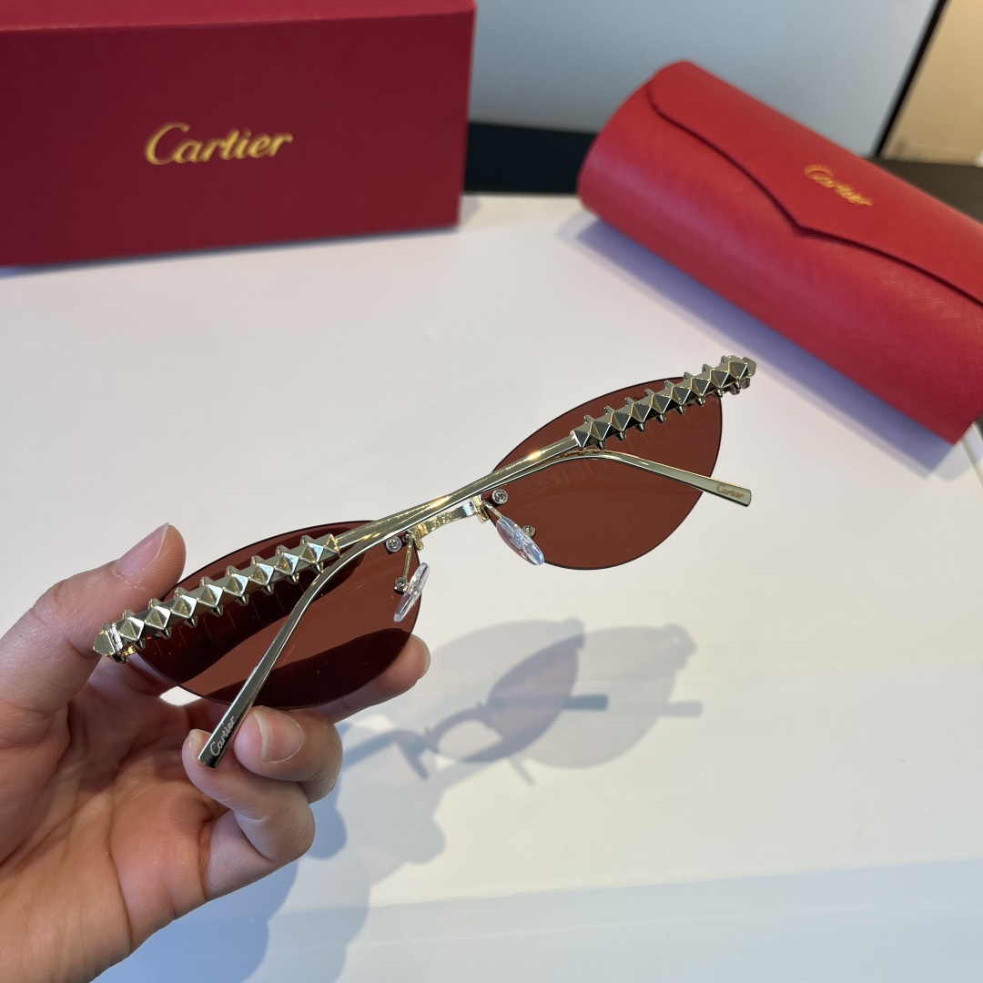 CARTIER カルティエ メンズ サングラス フレームレス レディース 軽量 通勤 ブラック ブラウン 多色展開 - 画像 6