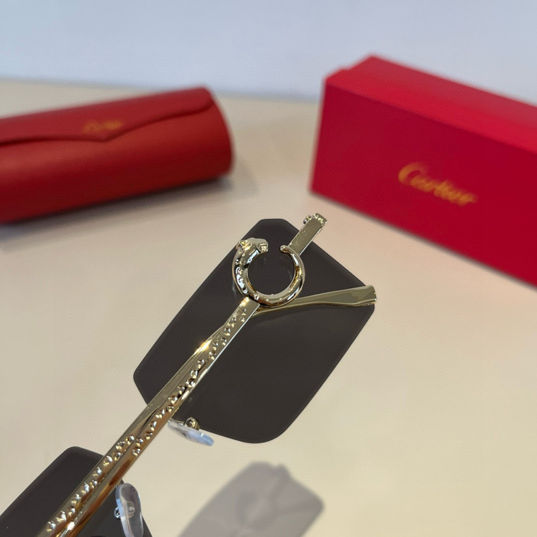 CARTIE カルティエ サングラス メタルフレーム フレームレス 軽量 メンズ レディース ブラック - 画像 6