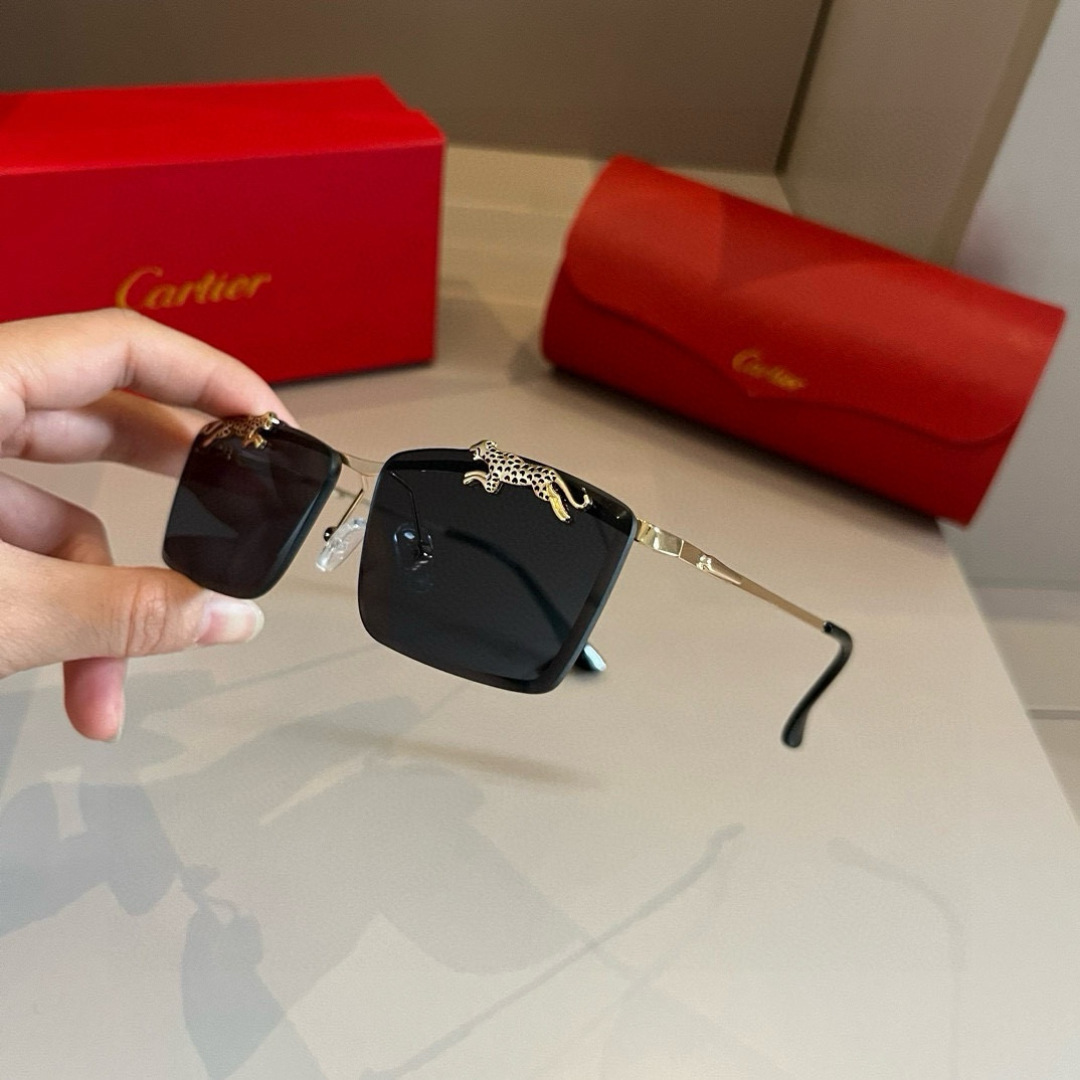 CARTIE カルティエ メンズサングラス サファリデザイン 黒 メタルフレーム 202320 58-18-145 ブラック - 画像 3