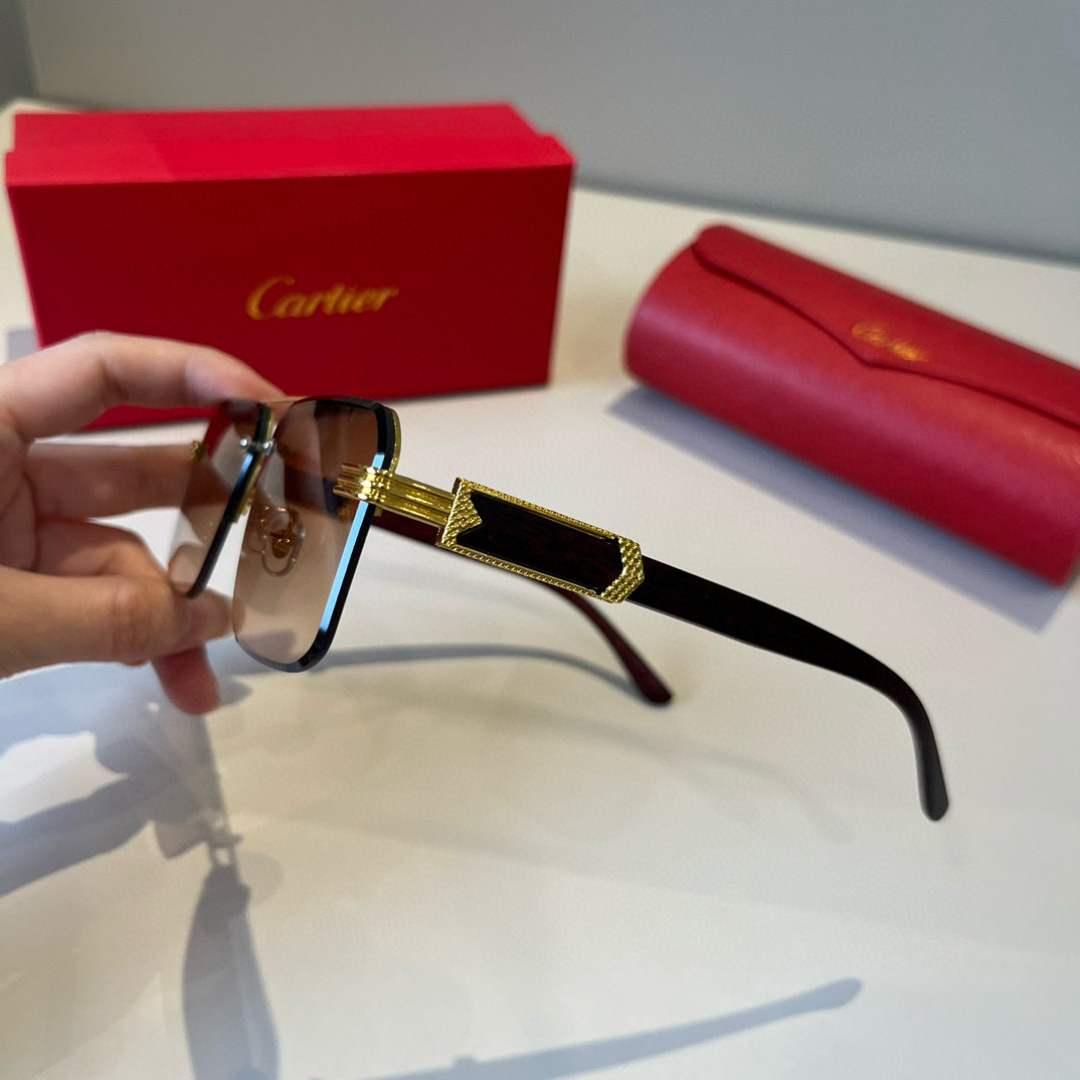 CARTIE カルティエ サングラス メンズ ブラウン カラー 金属フレーム 金具装飾 限定モデル - 画像 4