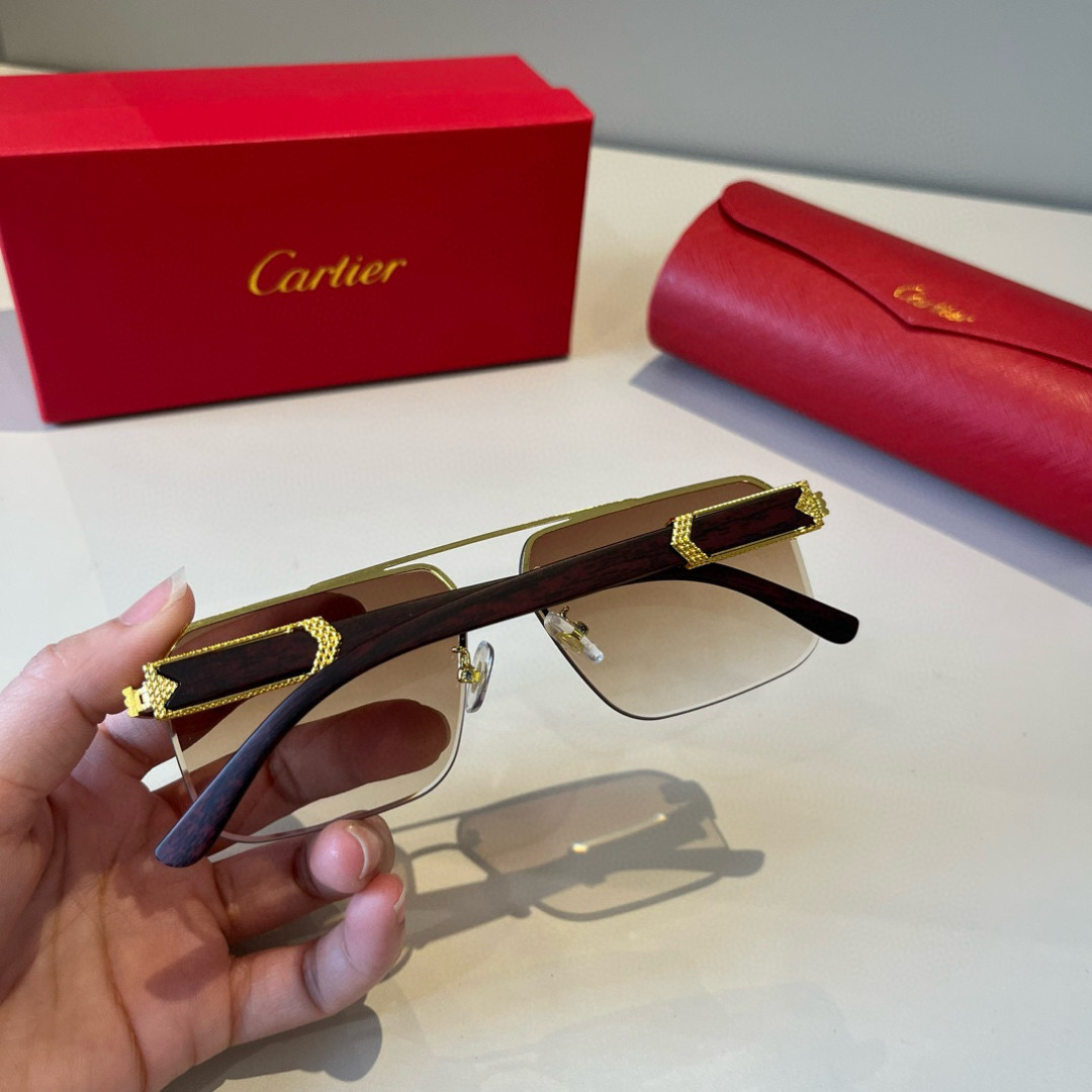 CARTIE カルティエ サングラス メンズ ブラウン カラー 金属フレーム 金具装飾 限定モデル - 画像 5