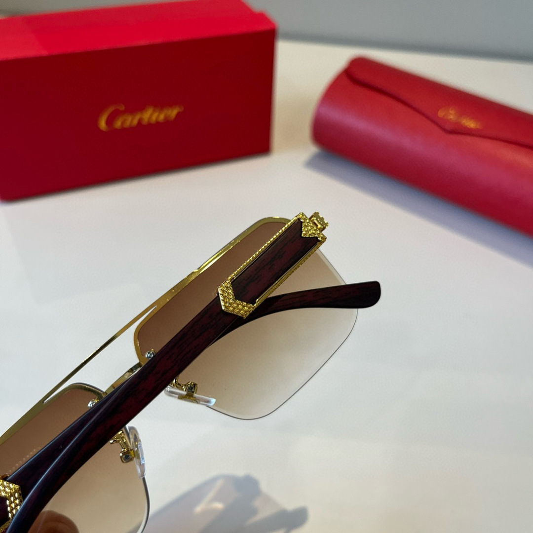 CARTIE カルティエ サングラス メンズ ブラウン カラー 金属フレーム 金具装飾 限定モデル - 画像 6