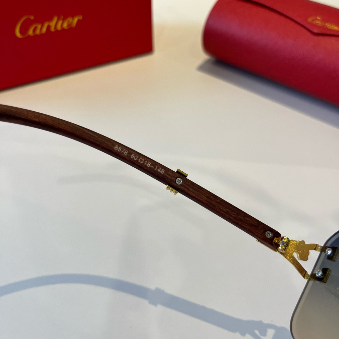 CARTIER カルティエ サングラス メタルフレーム ボンネット型 フレームレス 軽量 男性用 レディース用 ブラック 8878 - 画像 2