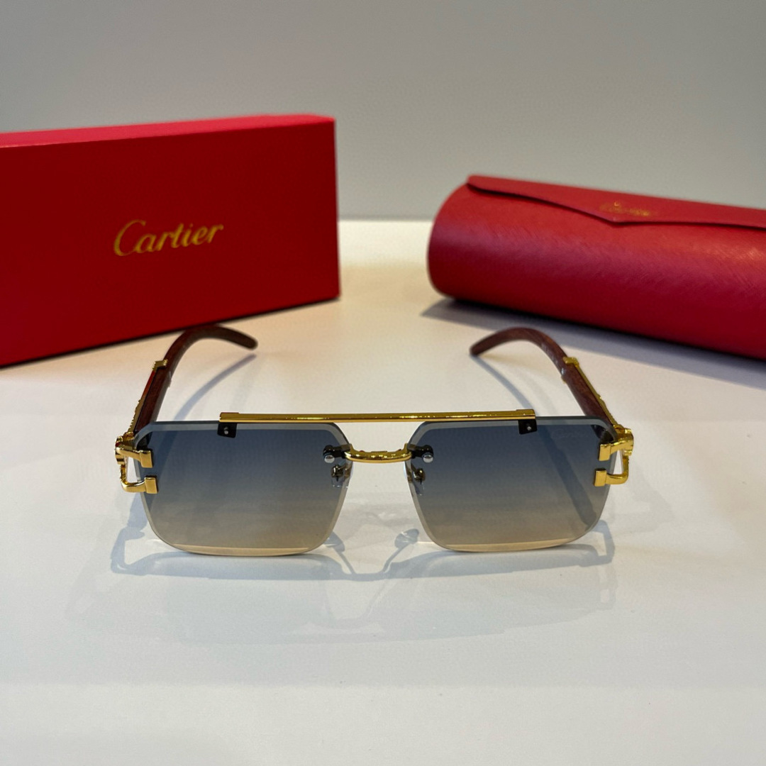 CARTIER カルティエ サングラス メタルフレーム ボンネット型 フレームレス 軽量 男性用 レディース用 ブラック 8878 - 画像 4