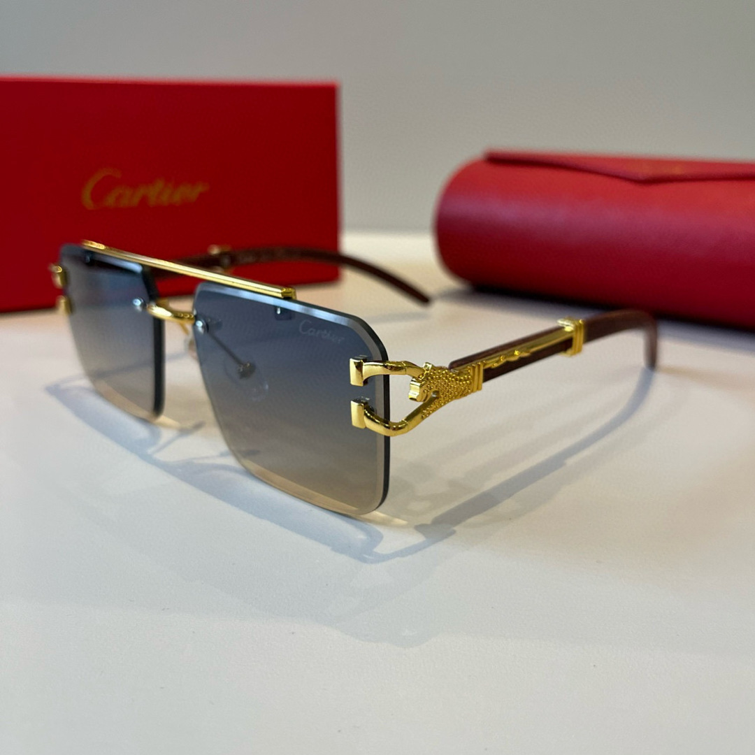CARTIER カルティエ サングラス メタルフレーム ボンネット型 フレームレス 軽量 男性用 レディース用 ブラック 8878 - 画像 5