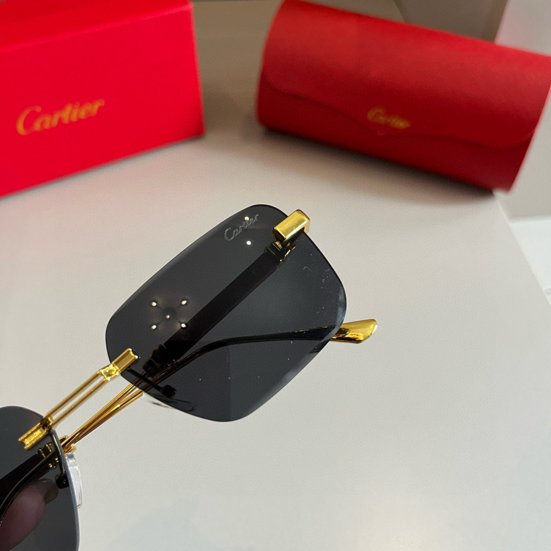 CARTIE カルティエ メンズサングラス 金色フレーム 木製テンプル ブラック リング付 通勤 カジュアル 60字 - 画像 8