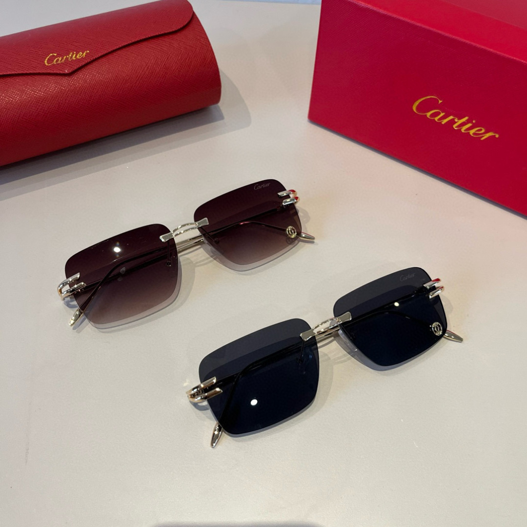 CARTE カルティエ サングラス メンズ レディース 超軽量 フレームレス 金属 ゴールド ブラック 31440 - 画像 3