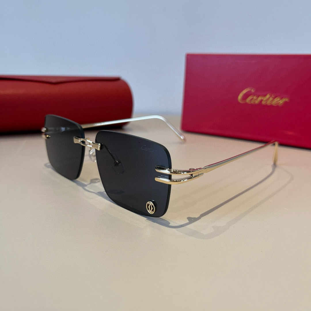 CARTE カルティエ サングラス メンズ レディース 超軽量 フレームレス 金属 ゴールド ブラック 31440 - 画像 5