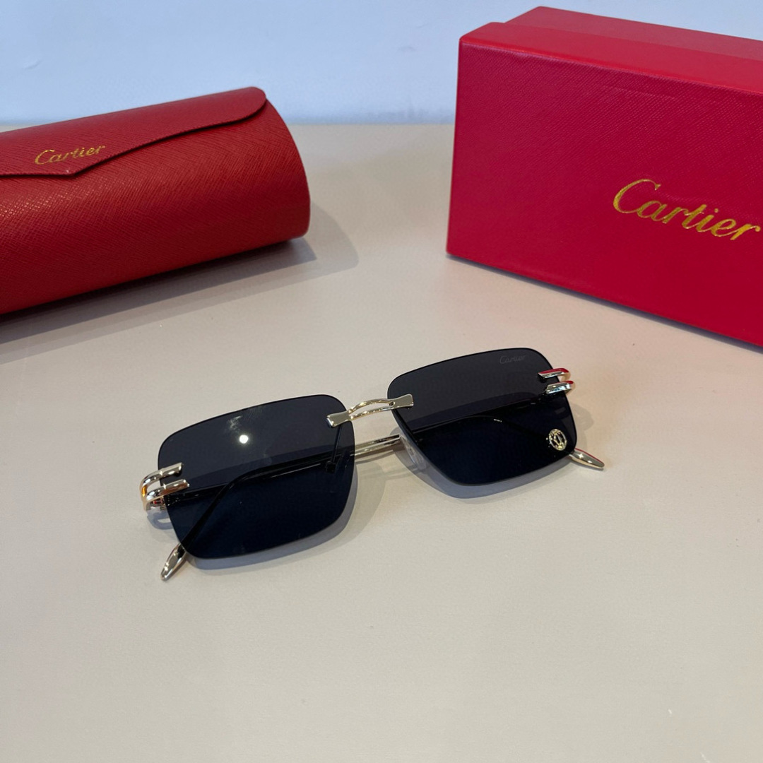 CARTE カルティエ サングラス メンズ レディース 超軽量 フレームレス 金属 ゴールド ブラック 31440 - 画像 6