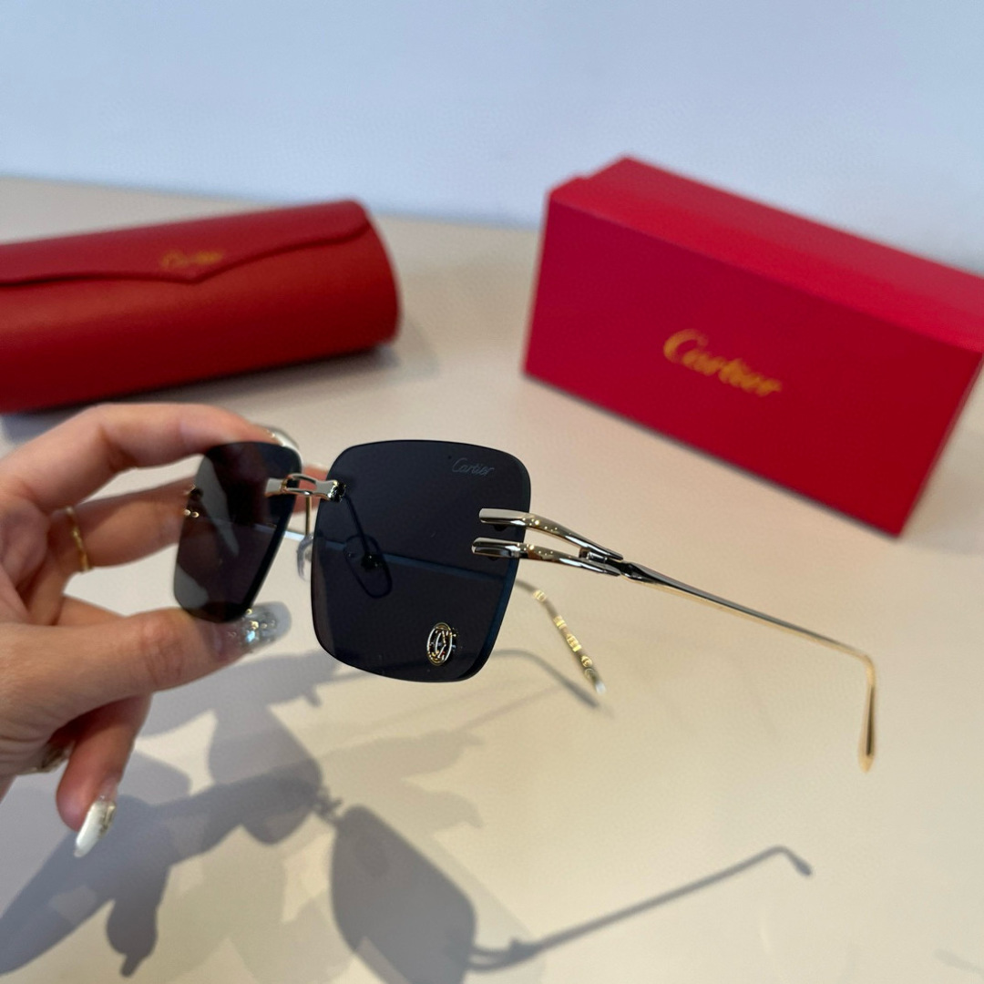CARTE カルティエ サングラス メンズ レディース 超軽量 フレームレス 金属 ゴールド ブラック 31440 - 画像 7