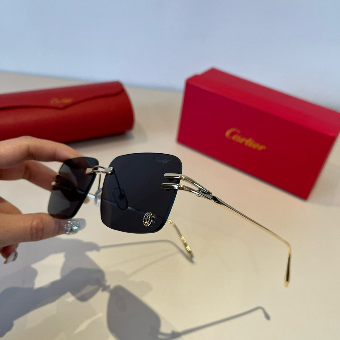 CARTE カルティエ サングラス メンズ レディース 超軽量 フレームレス 金属 ゴールド ブラック 31440 - 画像 8