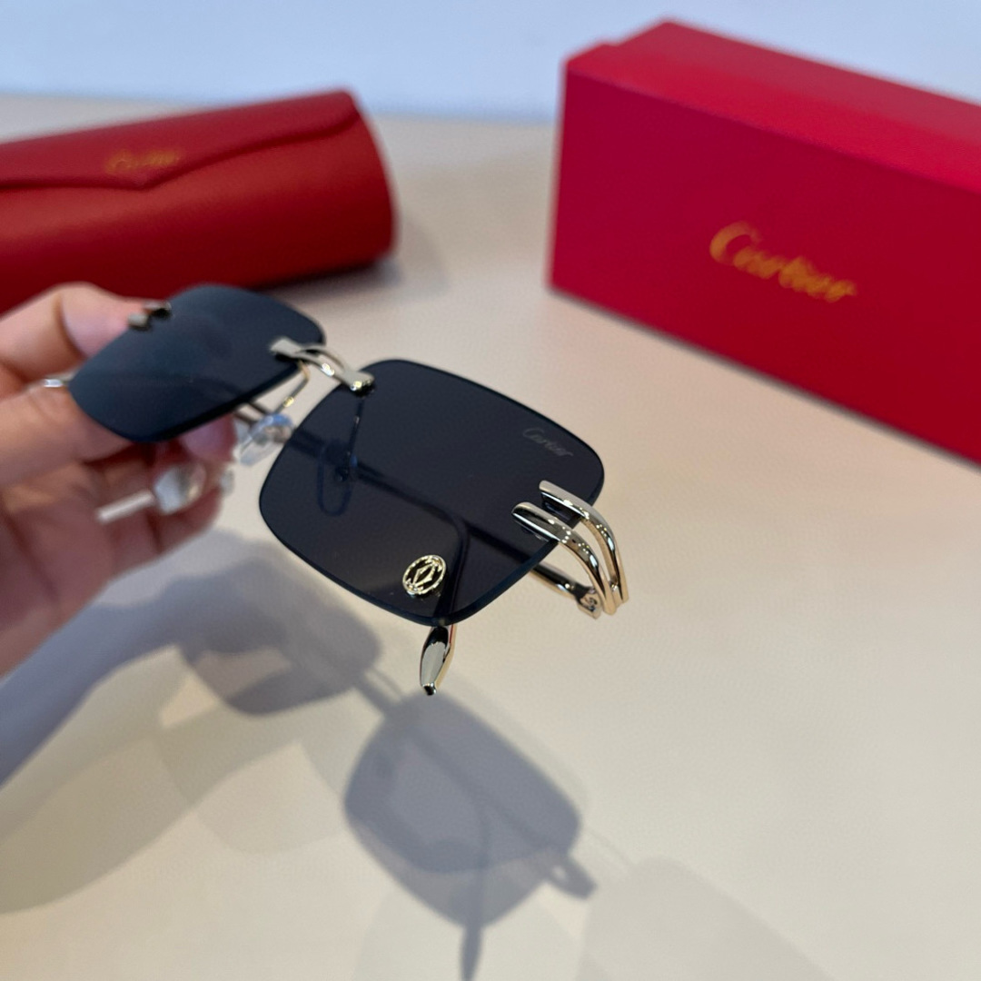 CARTE カルティエ サングラス メンズ レディース 超軽量 フレームレス 金属 ゴールド ブラック 31440 - 画像 9