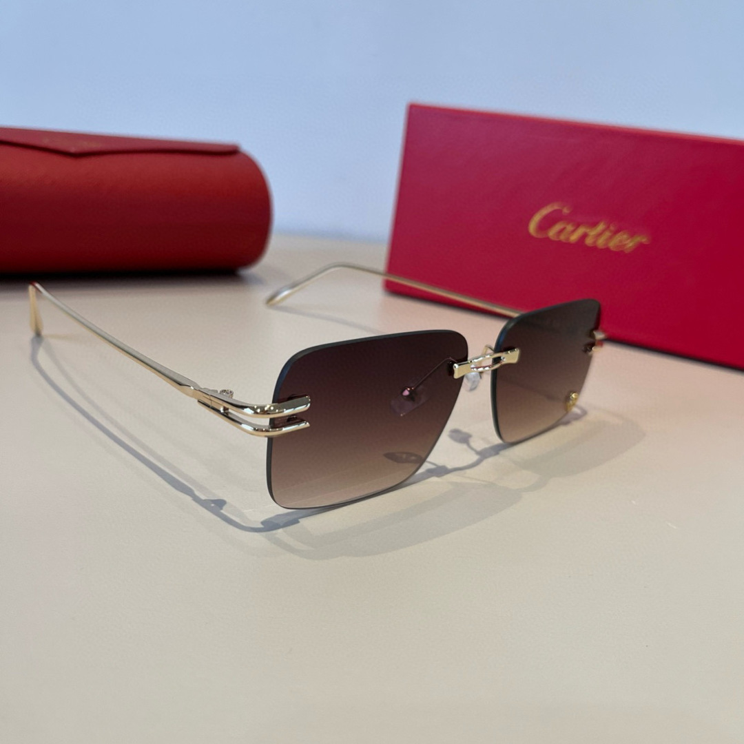 CARTIE カルティエ サングラス メタルフレーム フレームレス 軽量 メンズ レディース ゴールド ブラック